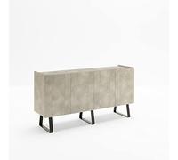 ARHome Madia Urban, 160 x 42 x 84, Cemento Chiaro, Credenza 4 Ante, Made in Italy