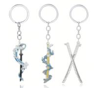 ARHZ 3 Pezzi Demon Keychain Slayer, Hunter Key Chain Demone, Catena Di Chiavi Metallo Personalizzato Key Chain Gift Per Bambini(A)