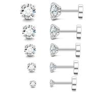 ARHZ 5 Paia Orecchini Donna Orecchini Donna Argento Orecchini Donna Argento 925 Orecchini Punto Luce Orecchini Orecchini Piccoli Argento Placcato Pendenti,Orecchini anallergici Donna（2/3/4/5/6MM）