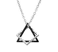 ARHZ Collana Argento Uomo in Acciaio Inossidabile, Regalo per Uomo (Triangolo d'acciaio+Quadrato Nero)