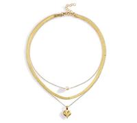 ARHZ Collana da donna, catena d'oro a strati, per donne e ragazze, collana a tre strati, moda semplice, Perla/Amore, F