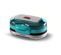 Ariete 205 Hamburger Maker Party Time, Macchina per fare hamburger, 1200 W, Doppie piastre antiaderenti, 2 scomparti, Facile da pulire, Celeste