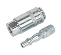 Aria Attrezzo Accoppiamento Kit 2pc 0.6cmBSP - Sealey AC61 Nuovo