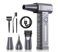 Aria Compressa Elettrico Pulizia PC a 4 Velocità - Air Duster 200000 RPM, Mini Soffiatore a Batteria 6000 mAh, Rimuovi Polvere Bomboletta Aria Compressa Spray per Tastiera Divano Auto, W06, Argenteo