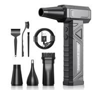 Aria Compressa Elettrico Pulizia PC a 4 Velocità - Air Duster 200000 RPM, Mini Soffiatore a Batteria 6000 mAh, Rimuovi Polvere Bomboletta Aria Compressa Spray per Ufficio Esterni Auto, W18, Nero