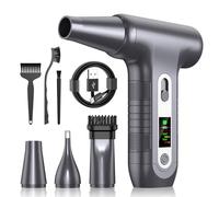 Aria Compressa Elettrico Pulizia PC con Display Digitale HD - Air Duster 200000 RPM, Mini Soffiatore a Batteria 6000 mAh, Rimuovi Polvere Aria Compressa Spray per Tastiera Divano Auto, W06, Argenteo