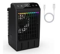 Aria condizionata mobile, refrigeratore d'aria silenzioso con serbatoio dell'acqua da 1000 ml, timer da 2 a 12 ore, 4 velocità, 7 colori, mini climatizzatore senza tubo di scarico, adatto per camera