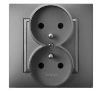 ARIA presa doppia con/u grigio opaco GP-2UZ/70