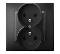 ARIA presa doppia con/u nero metallizzato GP-2UZ/33