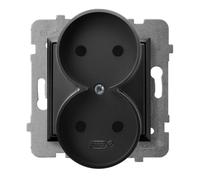ARIA presa doppia nera metallizzata GP-2UR/m/33