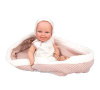 ARIAS - Bambola Elegance 38 cm, vestito in rosa e bianco. Il suo peso è così reale che sembra un bambino vero. Include ciuccio e navicella. Giocattolo Bambini Tutte Le Età (ARI60909)