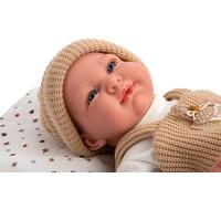 ARIAS -Bambola Elegance 40 cm Cris Abito con una Salopette beige. Il suo peso è così reale che sembra un bambino vero. Include ciuccio e sacco a pelo. Giocattolo Bambini Tutte Le Età (ARI60898)