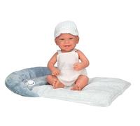 ARIAS - Bambola Elegance 42 cm ZOE con corpo e arti in Vinyl. Abito con un set blu e bianco, berretto e cuscino abbinato. Include ciuccio e cuscino. Giocattolo Bambini Tutte Le Età (ARI65390)