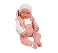 ARIAS - Bambola Elegance Anuk da 54 cm con pois, vestita con tonalità rosa e bianco, include un ciuccio, peso di un bambino reale, giocattolo per bambini da +3 anni (ARI65331)