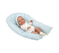 ARIAS -Bambola Elegance Babyto 35 cm, vestito in blu e bianco, con stampa floreale. Il suo peso è così reale che sembra un vero bambino. Include ciuccio e cuscino. Giocattolo per bambini di tutte le