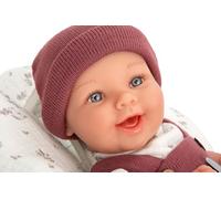 Arias - Bambola Elegance Babyto 35 cm, vestito in granato e bianco, con stampa floreale. Il suo peso è così reale che sembra un vero bambino. Include ciuccio e coperta. Giocattolo per bambini di tutte