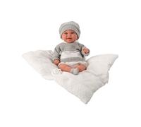 ARIAS - Bambola Elegance Babyto 35 cm, vestito in grigio e bianco. Il suo peso è così reale che sembra un bambino vero. Include ciuccio e cuscino. Giocattolo Bambini Tutte Le Età (ARI60875)