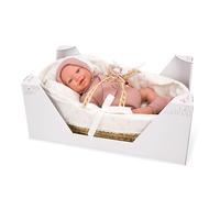 ARIAS - Bambola Reborn Avana da 45 cm con cestino in vimini, bambino realistico con vestiti rosa, ciuccio e ciuccio, punte in vinile e corpo morbido, giocattolo per bambini e ragazze +3 anni