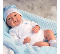 ARIAS - Bambola Reborn Joel, 45 cm, con coperta, bambino realistico con vestiti bianchi, ciuccio e ciuccio, punte in vinile e corpo morbido, giocattolo per bambini e ragazze +3 anni (ARI98021)