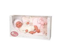 ARIAS - Bambola Reborn Viviane da 45 cm con coperta e peluche, bambino realistico con vestiti bianchi, ciuccio e ciuccio, punte in vinile e corpo morbido, giocattolo per bambini e ragazze +3 anni