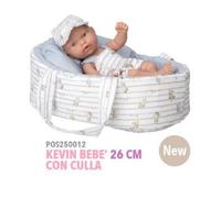Arias Kevin Bebè Bambola con Culla 26 cm
