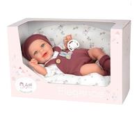 Arias - Bambola Elegance Babyto 35 cm, vestito in granato e bianco, con stampa floreale. Il suo peso è così reale che sembra un vero bambino. Include ciuccio e coperta. Giocattolo per bambini di tutte