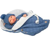 ARIAS -Reborn 40 cm Alberto.Bambino realistico con vestiti blu. Include sacco a pelo, ciuccio, pannolino, libro di famiglia, certificato di autenticità. Peso di un bambino reale. Giocattolo per