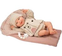 ARIAS -Reborn 45 cm LAIN. Bambino realistico con vestiti beige e rosa. Include Nana, ciuccio, ciuccio, pannolino, libro di famiglia e certificato di autenticità. Giocattolo Bambini +3 anni (ARI98183)
