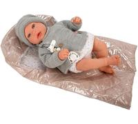 ARIAS -Reborn Ari98187 Olivia bambino realistico con vestiti grigi e bianchi. Include una ragazza, un ciuccio, un pannolino, un libro di famiglia e un certificato di autenticità. Giocattolo per