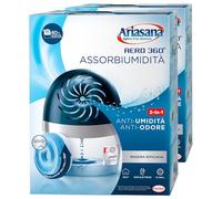 Ariasana Aero 360° Assorbiumidità Antiodore 2in1 Deumidificatore in Plastica Riciclata Non Elettrico Previene Condensa Muffa Cattivi Odori con Ricarica Tab da 450g - 2 Deumidificatori
