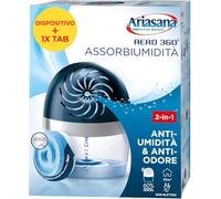Ariasana Aero 360° kit Assorbiumidità (1 Dispositivo incl. 1 Ricarica Tab 450g), Deumidificatore non Elettrico e Riciclabile, Assorbi Umidità contro Condensa e Muffa