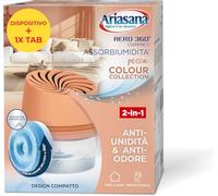 Ariasana Assorbiumidità Aero 360° Compact Pesca Colour Collection, 1 Deumidificatore e 1 Tab di ricarica 450g, Assorbiumidità per la circolazione dell'aria, Deumidificatore casa contro l'umidità