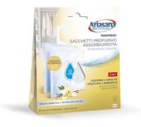 Ariasana Minifresh Coccole di Vaniglia Sacchetti profumati, Sacchetti assorbi umidità armadio e deodoranti 2 in 1, Profumatore armadio, cassetti e piccoli ambienti, sacchetti 2x50g