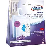 Ariasana Minifresh Relax alla Lavanda Sacchetti profumati 2in1, Sacchetti con doppia azione assorbiumidità e antiodore, Deodorante cassetti e armadi, 2 sacchetti da 50g