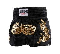 ARIASS Pantaloncini Muay Thai, Pantaloncini da Boxe, Pantaloncini da Kickboxing da Allenamento MMA in Stile Tradizionale per Uomini Donne Bambini(Black 5,L)