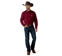 Ariat - Camicia da Uomo con Logo Ariat, vestibilità Classica, Colore: Nero, Borgogna/Bianco., M