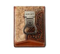 ARIAT Fermasoldi da uomo in pelle con motivo floreale in rilievo