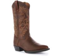 ARIAT Heritage 6 Stitch Punta Tonda IN Pelle Western Uomo Stivali Marrone UK 7 -