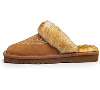 ARIAT Jackie - Pantofole da donna con punta quadrata, in vera pelle scamosciata, per interni ed esterni, con colletto in peluche, Ricamo, 38.5 EU
