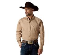ARIAT Men's Solid Twill Shirt,Khaki,Large