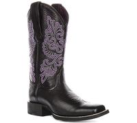 Ariat Rotondo Up Elasticizzato Largo Punta Quadrata Mid Donna Stivali Neri Viola