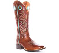 ARIAT Rotondo Up Ryder Punta Vestibilità Larga Western Stivale Marrone Blu Da UK