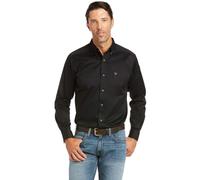 Ariat Camicia Aderente in Twill Tinta Unita, Nero, L Uomo