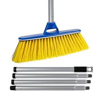 Aricasa Home Prodcuts - cod. 129/702 - Scopa "Dual Use" con Fibra Morbida e Dura per Uso Iterno ed Esterno, blue/giallo-blu - Manico Componibile 4 Pezzi