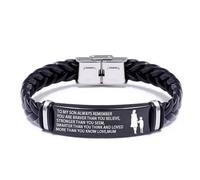 ARICHDUDE Braccialetto con scritta in lingua inglese "To My Son by Mum Dad", in pelle intrecciata e acciaio inossidabile, regalo per figlio da mamma e papà, Black, Nessuna pietra preziosa