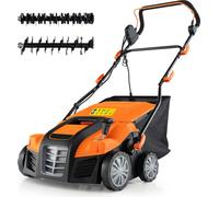 Arieggiatore elettrico e arieggiatore COSTWAY 2in1, arieggiatore ambulante con raccoglitore da 55L, regolazione dell'altezza a 3 stadi e profondità di lavoro a 5 stadi, arancione
