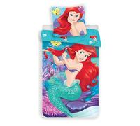 Ariel La Sirenetta Copripiumino Singolo 140x200 + Federa 65x65 100% Cotone | Set lenzuola reversibile | Cotone naturale traspirante Oeko-Tex | Disney ufficiale | Bambine | Regalo | Lavabile in lavatrice
