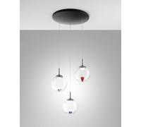 ARIEL SOSPENSIONE 3 LUCI TRASPARARENTE ASSORTITI A LED CCT 2700K - 3000K - 4000K- 21W - 2250 lm DIMMERABILE A STEP ATTACCO TONDO