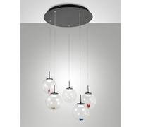 ARIEL SOSPENSIONE TRASPARARENTE/ ASSORTITI 5LUCI TONDA A LED CCT 2700K - 3000K - 4000K- 35W - 3750 lm DIMMERABILE