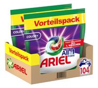 Ariel Waschmittel Pods All-in-1, Waschmittel 104 Waschladungen, Color, Kraftvolle Fleckenentfernung in nur 1 Waschgang